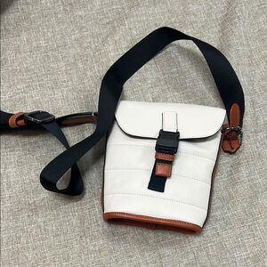 Coach White and Brown Messenger Bag